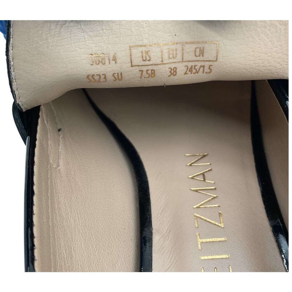 Stuart Weitzman Patent Black Blocklift Loafers Size 7.5 - Picture 6 of 8